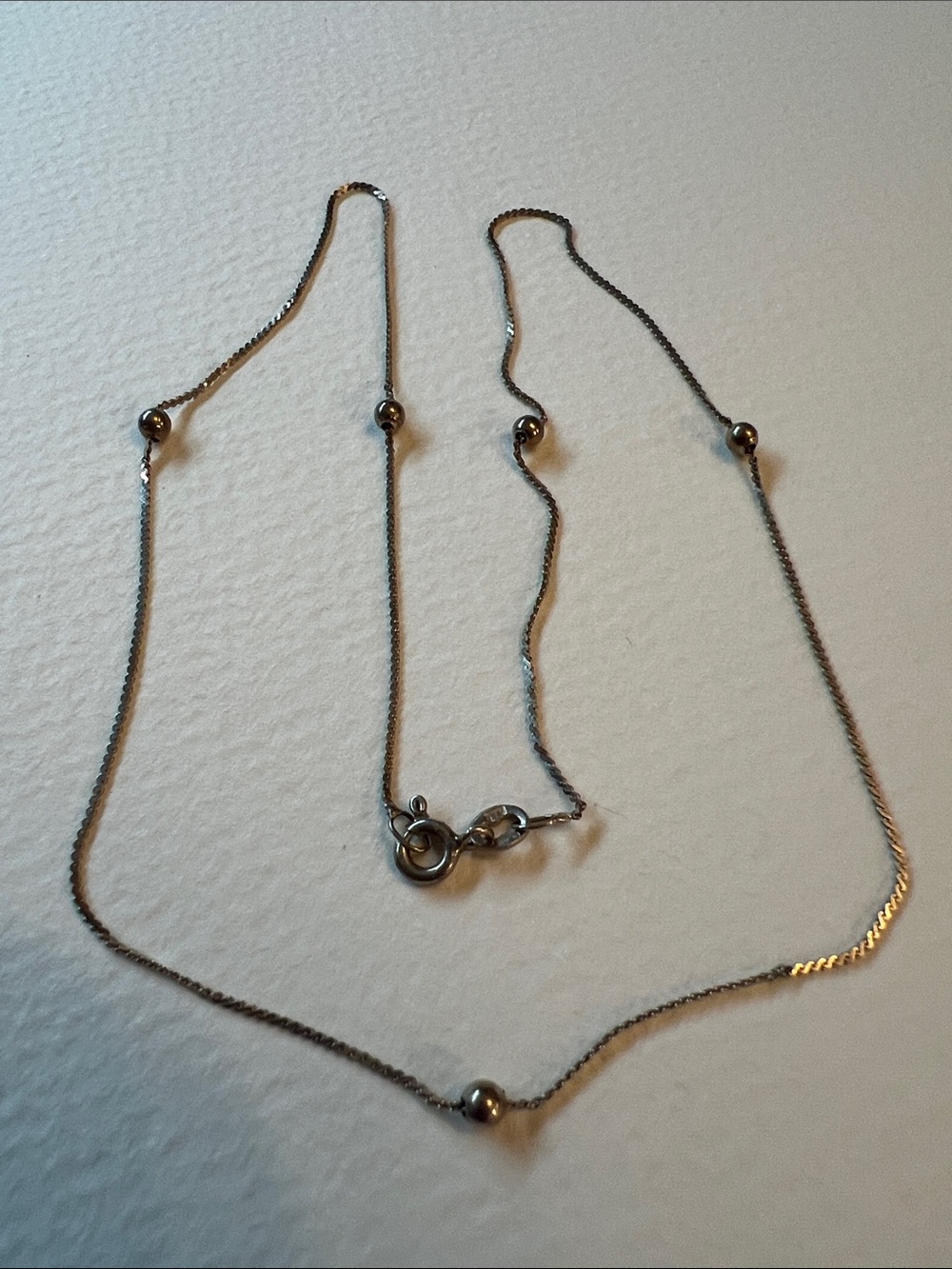 Delicate Sterling Silver Bead Station Necklace